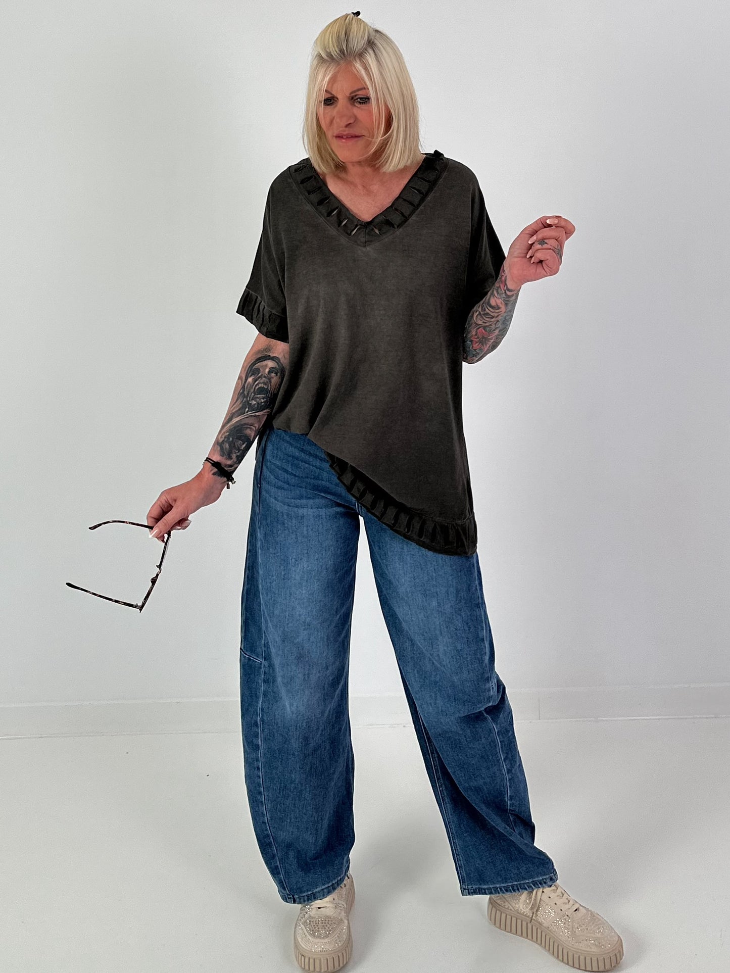Shirt mit Cut-Out Details - schoko