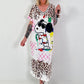 Kleid mit print-Mix - weiss-rosa-mehrfarbig