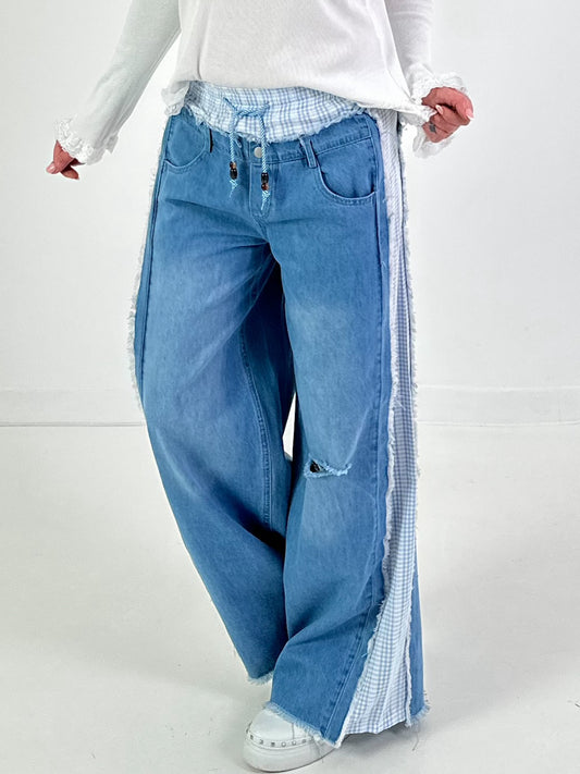Jeansbroek model "Vichy Layer" - denim-lichtblauw