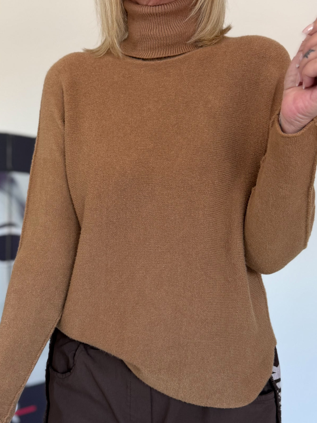Basic Rollkragenpullover - camel