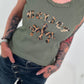 Ripp Tank Top mit Print  - oliv