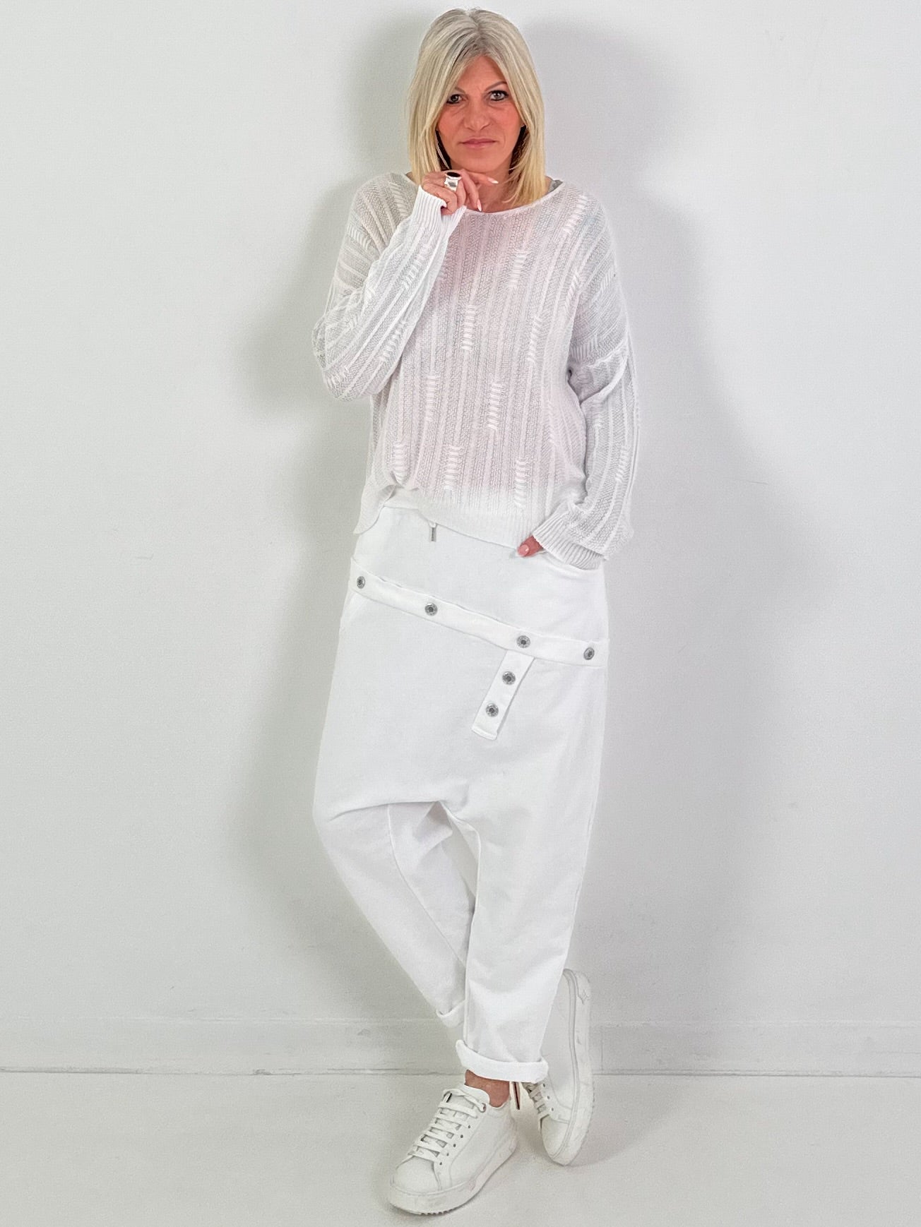 Strickpullover Modell "Soft Breeze" - weiss