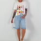 Sweat T-Shirt mit Print - weiss