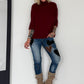 Strickpullover mit Turtleneck - bordeaux