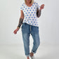 Polka dot t-shirt - white-light blue