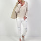 Blouse met kanten ruches - beige