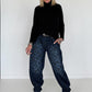 Jeans-Pumphose im Allover-Leoprint mit Gürtel - used-black ( lieferbar ab ca.09.10.26)