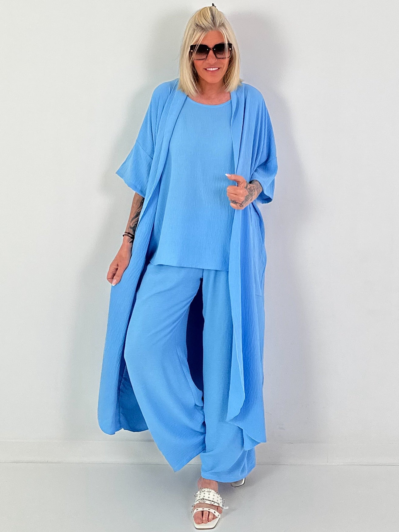Lightweight Long Coat - light blue