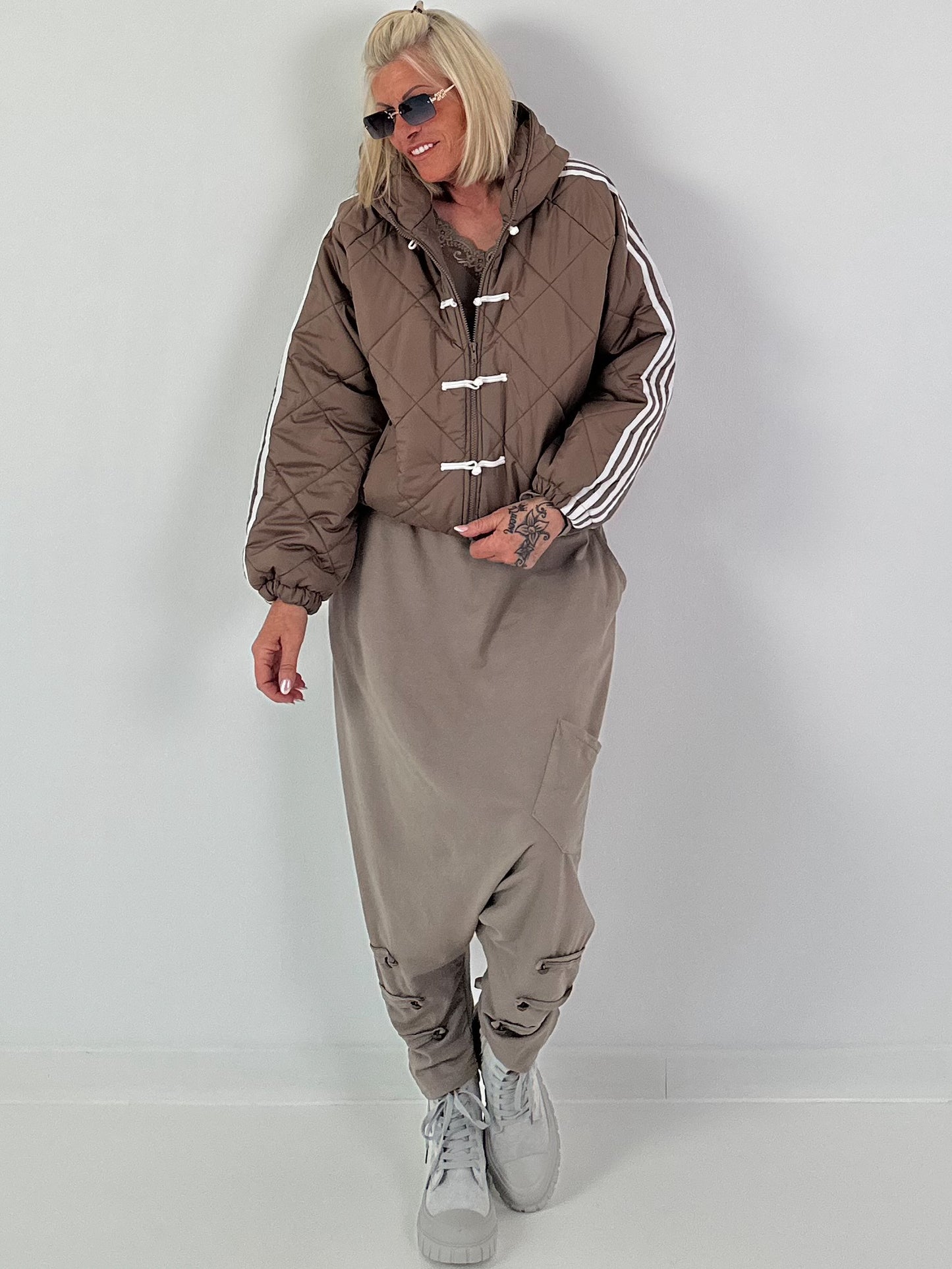 Bomberjacke mit Kapuze - taupe