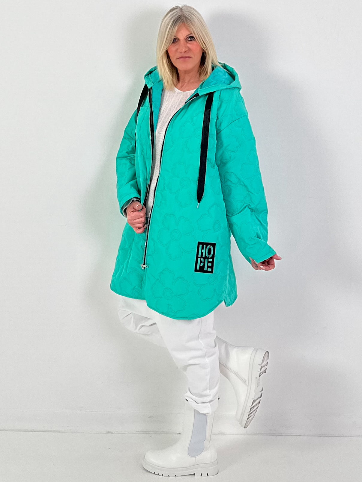 Mantel Modell "Flower Hope" - türkis