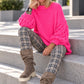 Oversized Pullover mit Grobstrickärmeln - neonpink