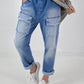 Jeans mit elastischem Bund und Patten - denim ( lieferbar ab 04.08.26)