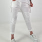 Hose mit Nieten und Paillettendetails - weiss