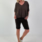 T-Shirt  mit gerafftem Saum - schoko