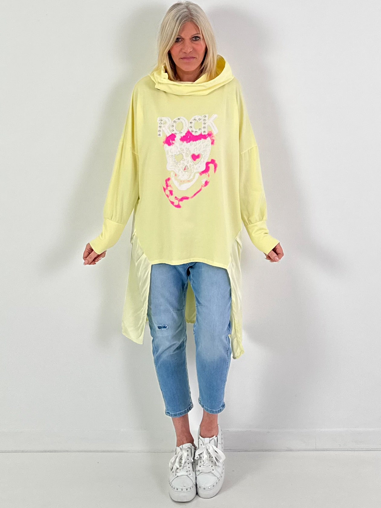 Hoodie Modell "Sparkle Skull" - gelb