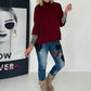 Strickpullover mit Turtleneck - bordeaux
