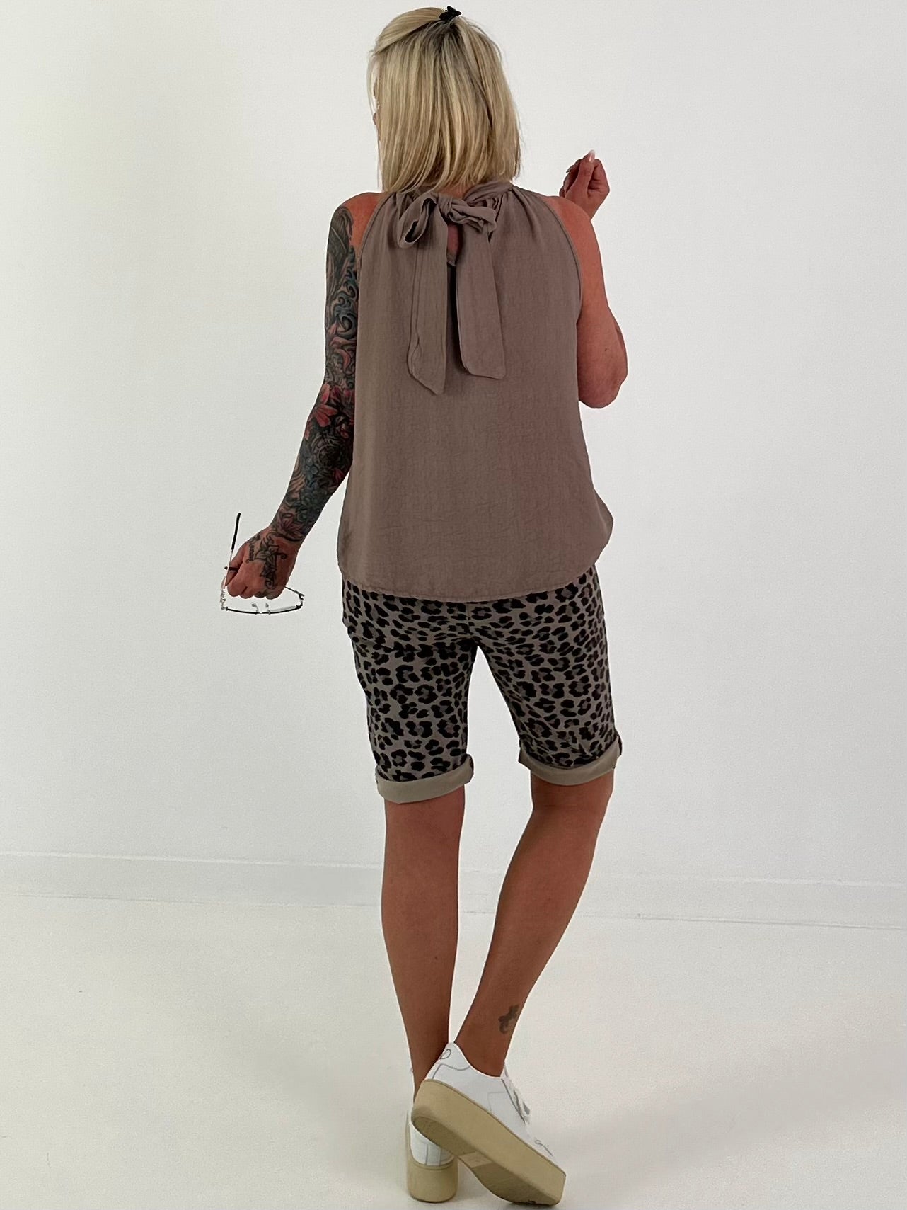 Neckholder Top -taupe