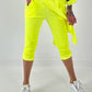 Capri Hose mit Bindeband - neongelb