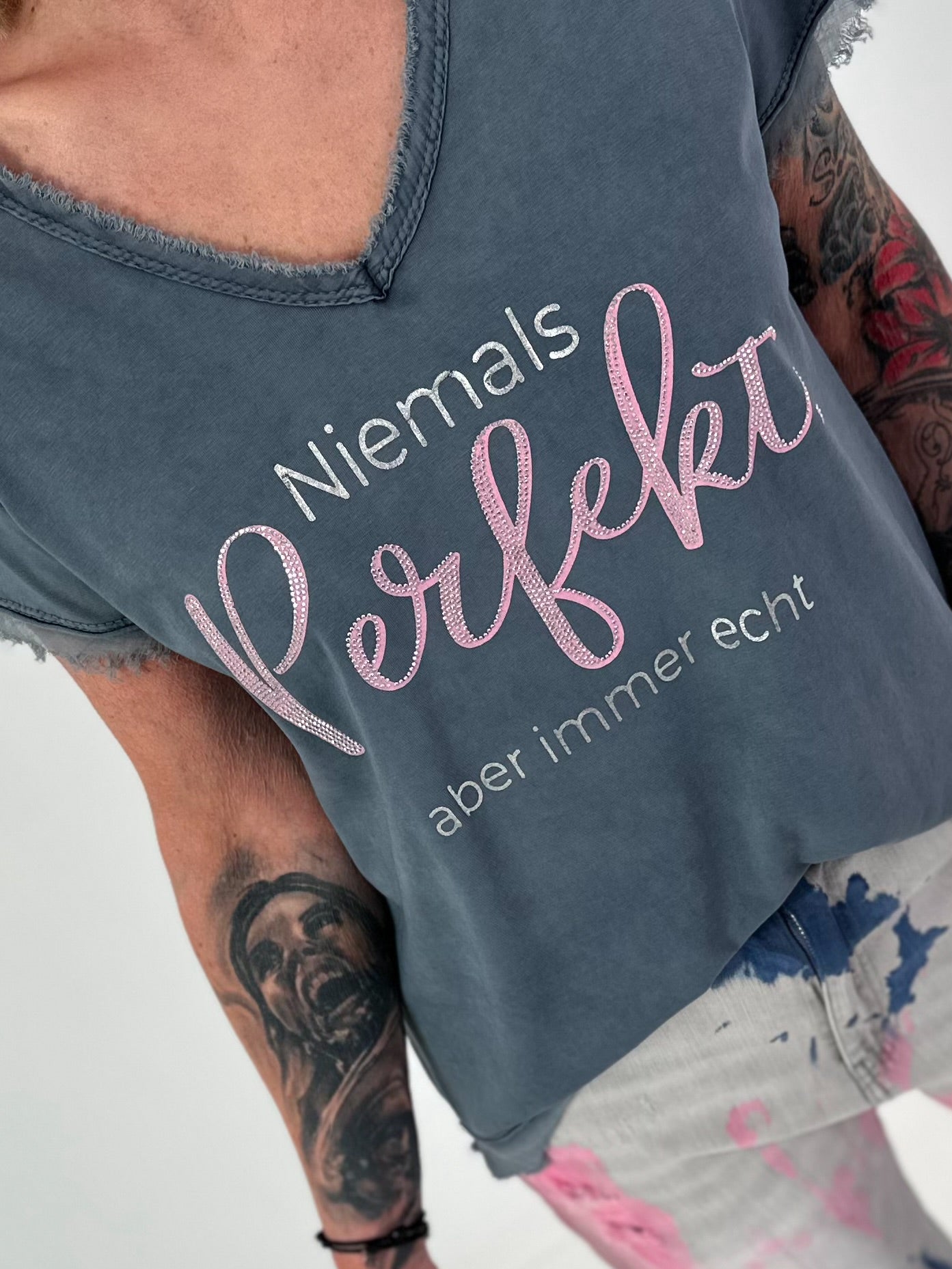 T-Shirt with statement print - blue