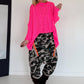 Pullover mit Stulpenärmeln und Zopfmuster - neonpink