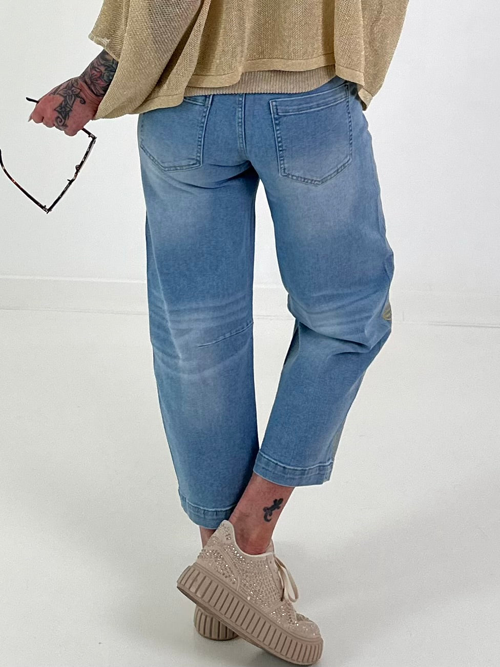 Jeans with sun motif - denim