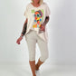Oversized Shirt with Front Print - beige