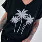 T-shirt with glitter palm trees - black