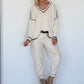 Kuscheliger Pullover mit V-Ausschnitt - ecru-chocolate