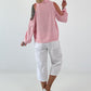 Bluse mit cold shoulder Detail - rosa