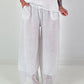 Wide-leg linen trousers - white
