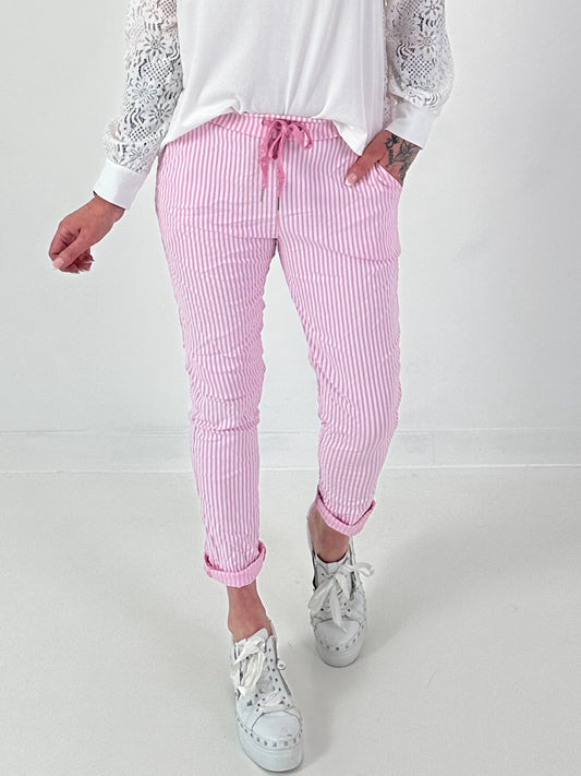 Striped trousers - pink and white