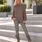 Oversized trui met grofgebreide mouwen - taupe