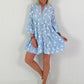 Tunic/dress with floral pattern - light blue