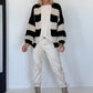 Strickjacke mit Blockstreifen - schwarz-beige