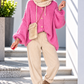 Kuschelige Oversized Strickjacke mit Außennähten - pink