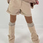 Leather-look shorts, model "Velvet Shine" - beige