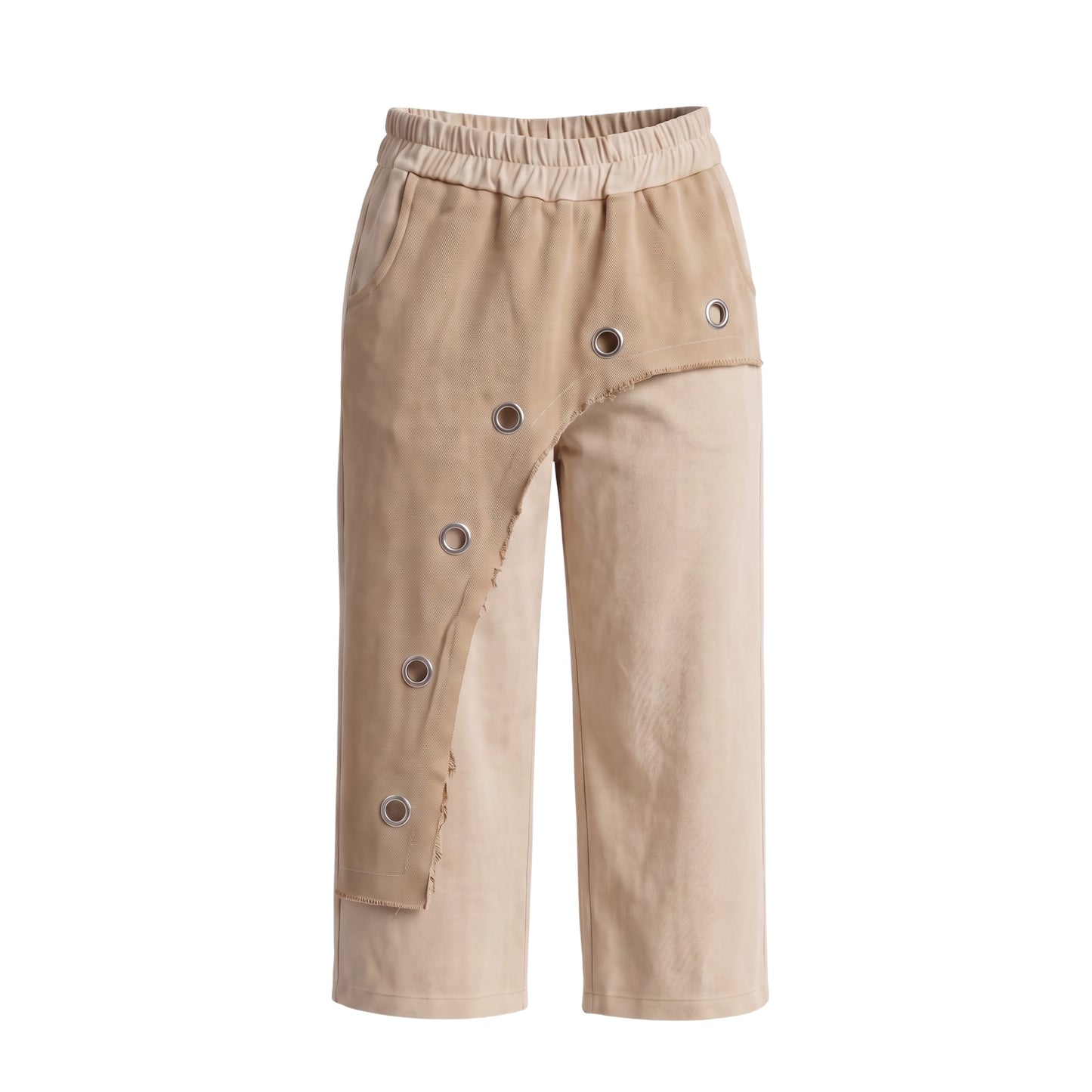Hose mit Overlay und Metallösen - beige