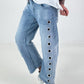 Jeans mit Ösen - denim