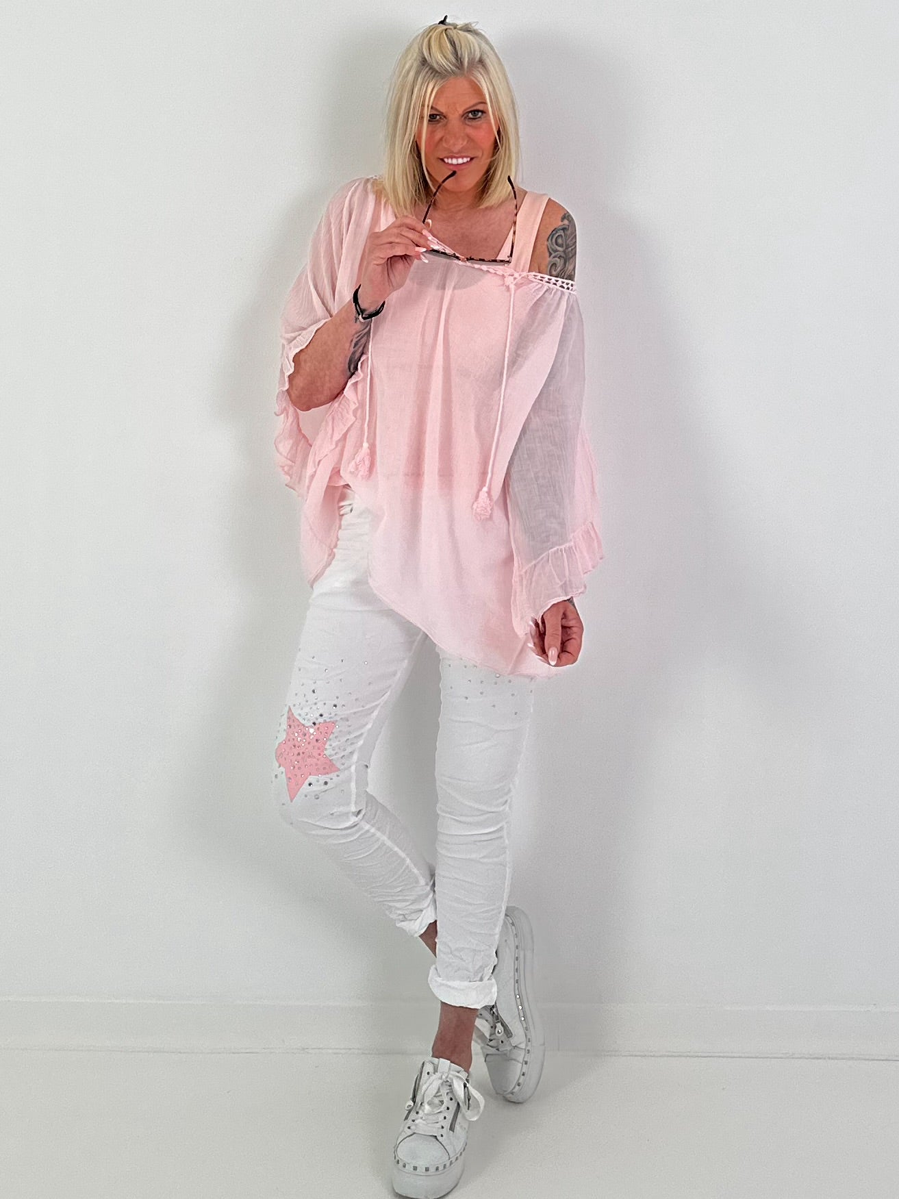 Pants with stars - pink
