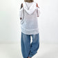 Linen Shirt with Off-Shoulder Cut-Outs - White
