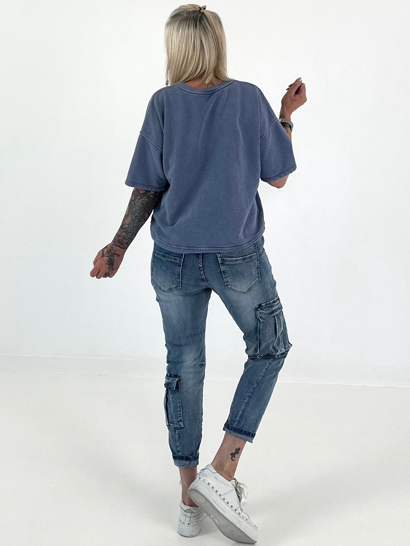 Sweater stone washed  - blau