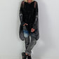 Stylish Long Mesh Shirt with Skull Details - black