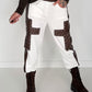 Sweathose im Materialmix - weiss-mokka