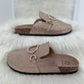 Pantoletten mit Strasssteinen - beige