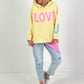 Oversized hoodie Love - geel