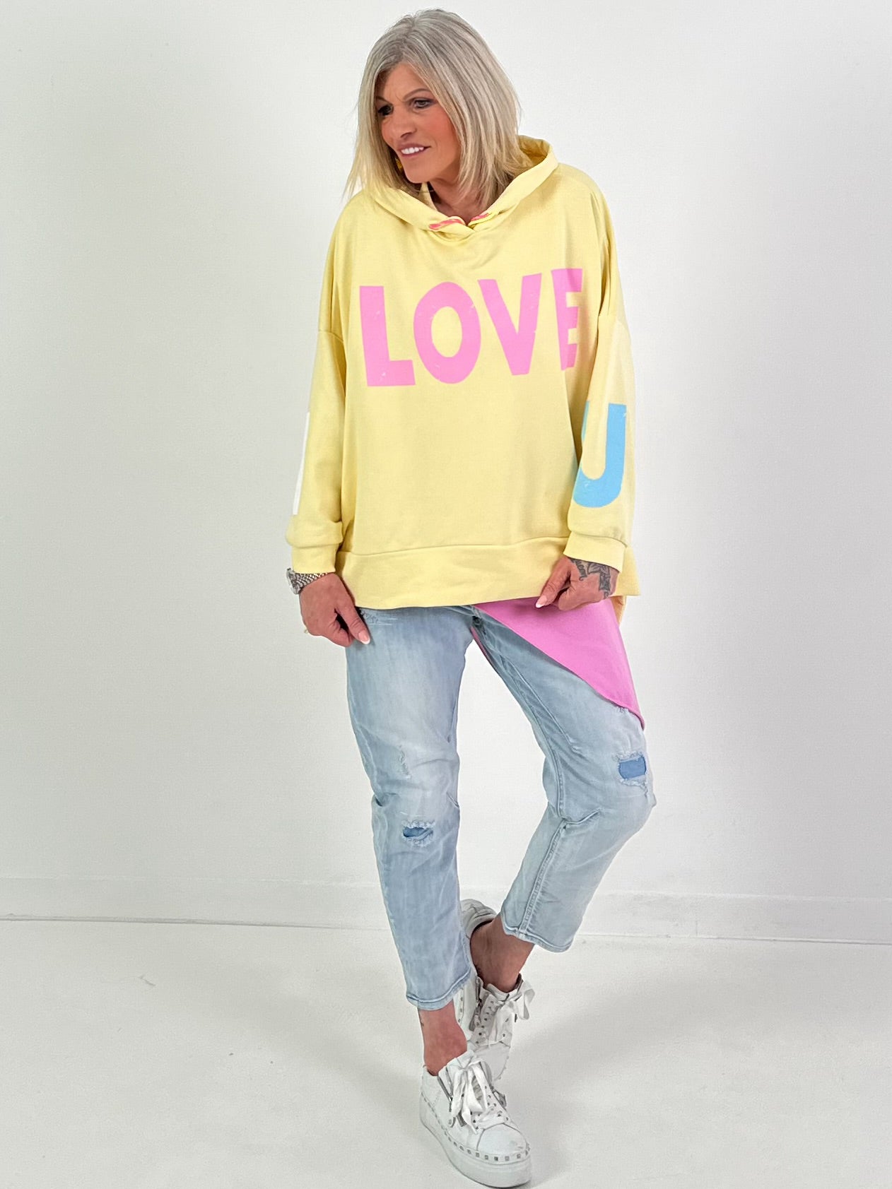 Oversized hoodie Love - geel