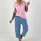T-Shirt with eyelet cut-out - pink