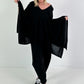 Oversized Sommerstrick Poncho - schwarz