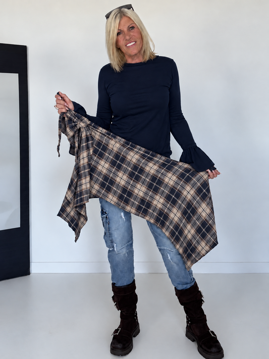 Waist Wrap im Karomuster - marine-mehrfarbig