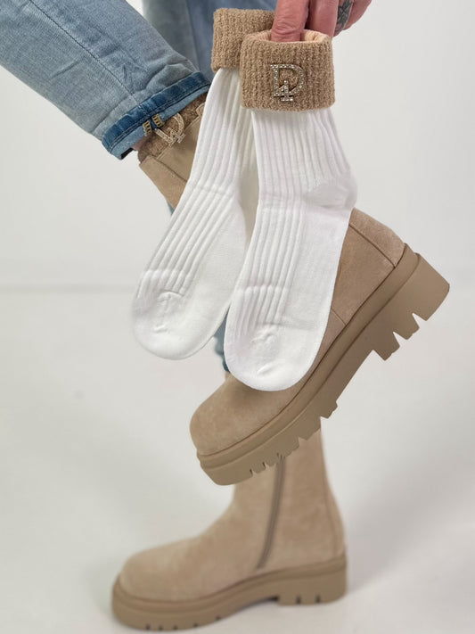 Strümpfe Modell "Velvet Spark" - weiss-mehrfarbig